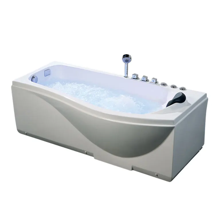1700mm 1 person jetted acrylic bath tub indoor with led light