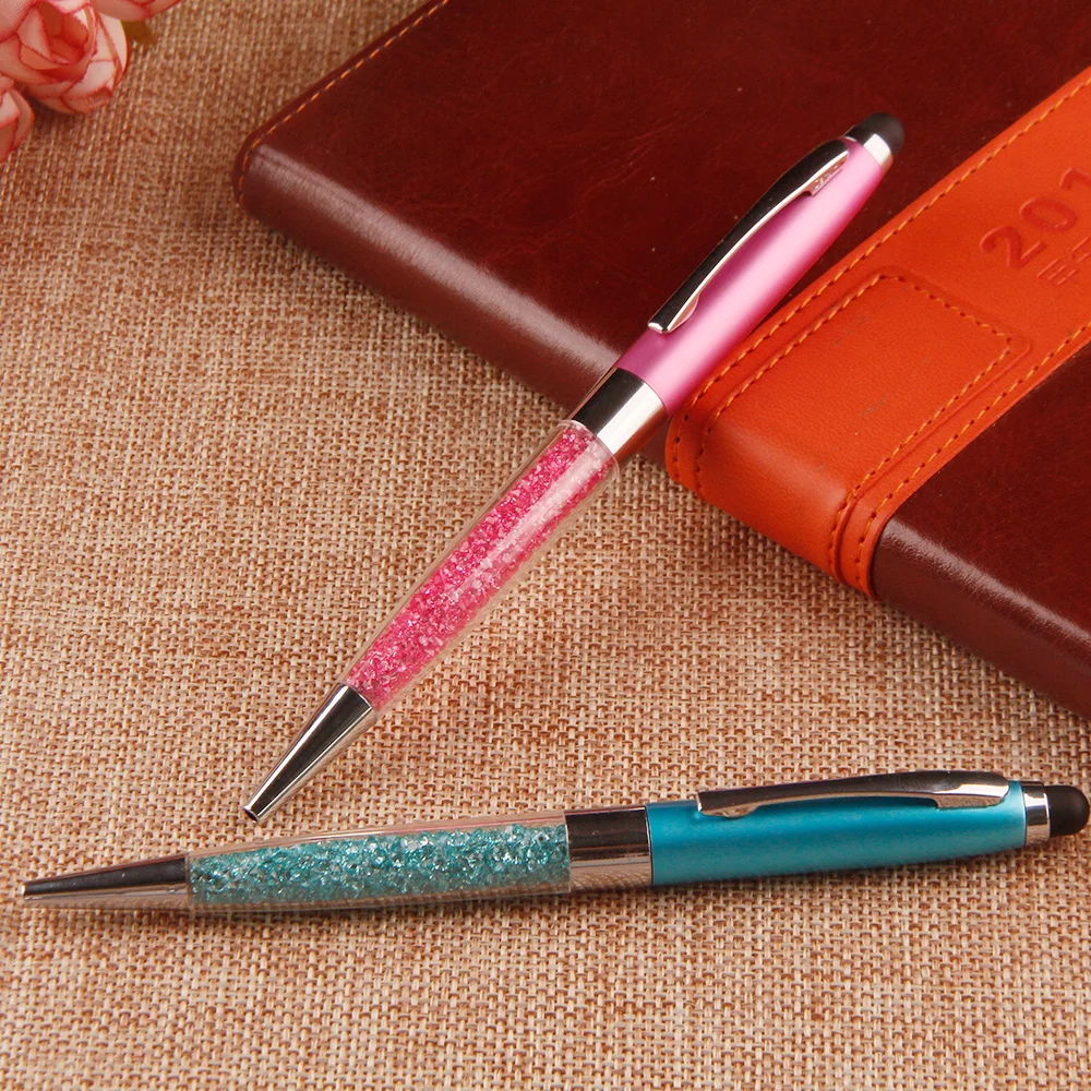 Hot sale touch screen ball pen custom engrave logo advertisIng crystal pen with stylus