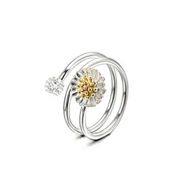 Azone wholesale S925 sterling silver ring daisy flower CZ stone twining ring for women
