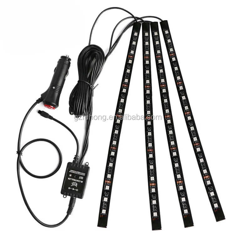 Multi Color Voice Sound Music Control Flexible Interior Decorative Atmosphere Neon Lamp LED Wireless Remote Car Light