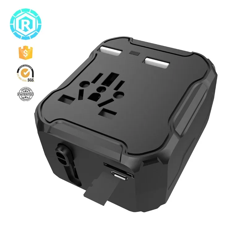 World travel adapter with power bank 3000mah with dual USB outport