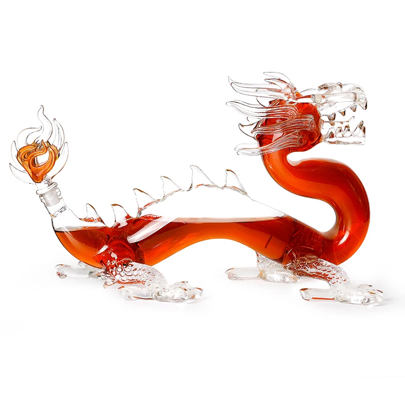 Fancy Liquor Empty Wholesale Unique Shaped Wine Glass Dragon Wine Bottles