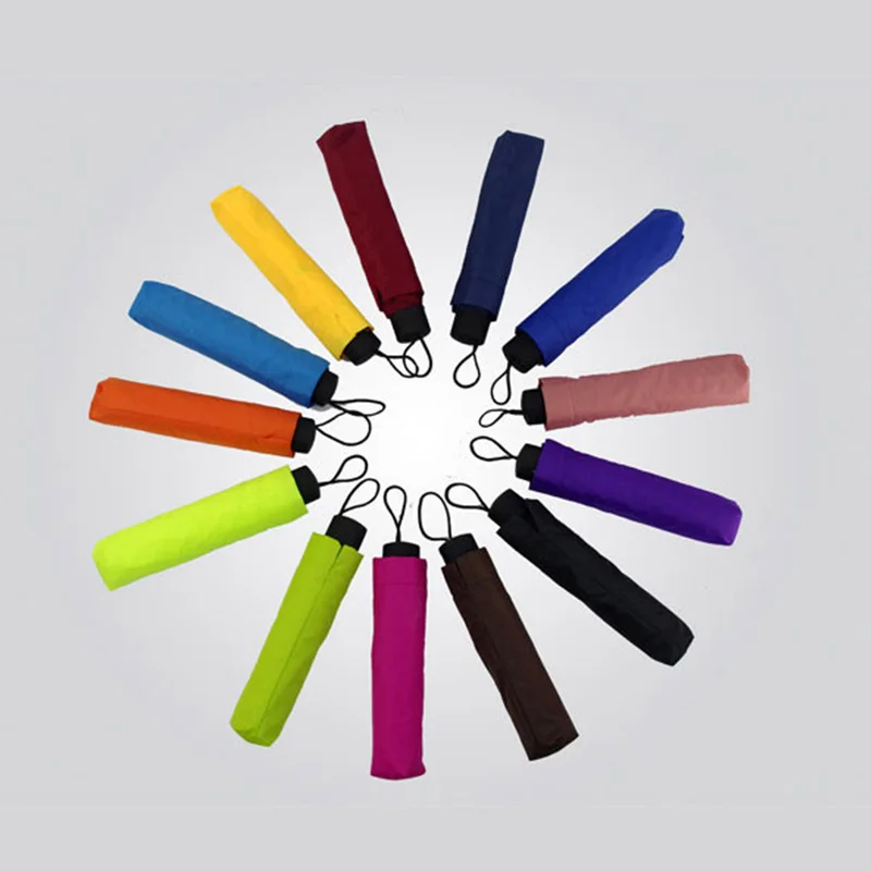 3 fold umbrella cheap manual open custom logo print 23 inch  3 fold rainbow umbrella for promotion use folding umbrella