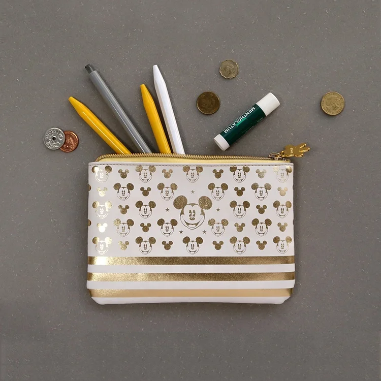 Genuine Disney Golden Mickey Cosmetic Bags PU Waterproof Travel Storage Bag