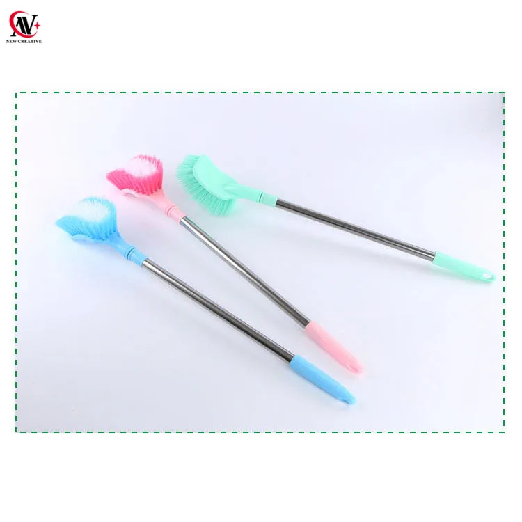 plastic rectangle toilet brush cleaning brush with long stainless steel handle