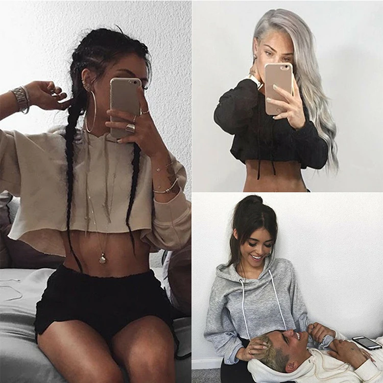 
2020 Autumn Latest Design Custom Logo Long Sleeve Hoodies Sexy Crop Tops for Women 