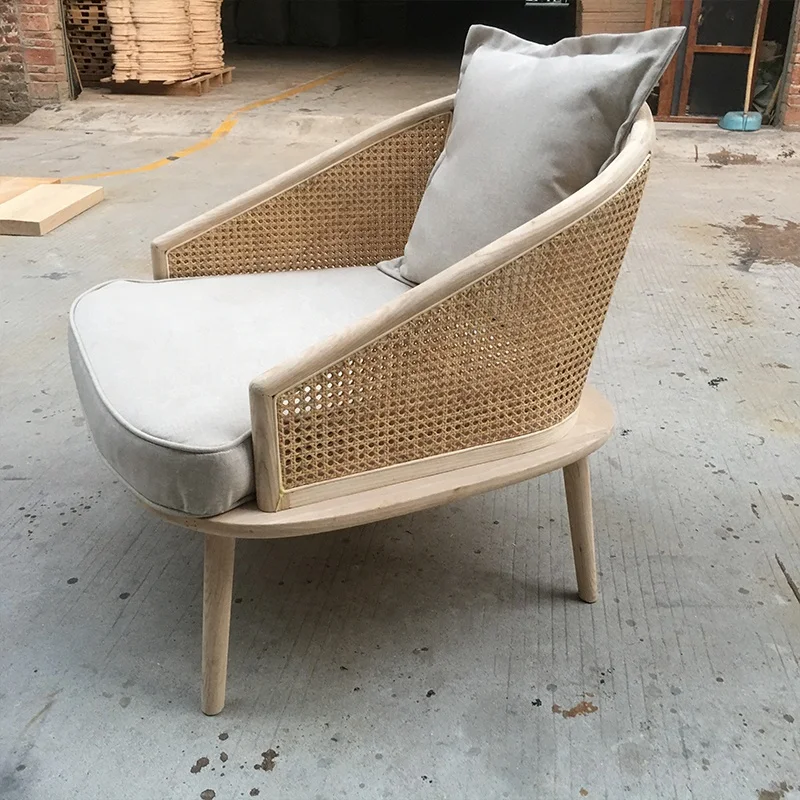 Top Sale Wooden Hand carved Chair Leisure Sofa  Rattan Armchair