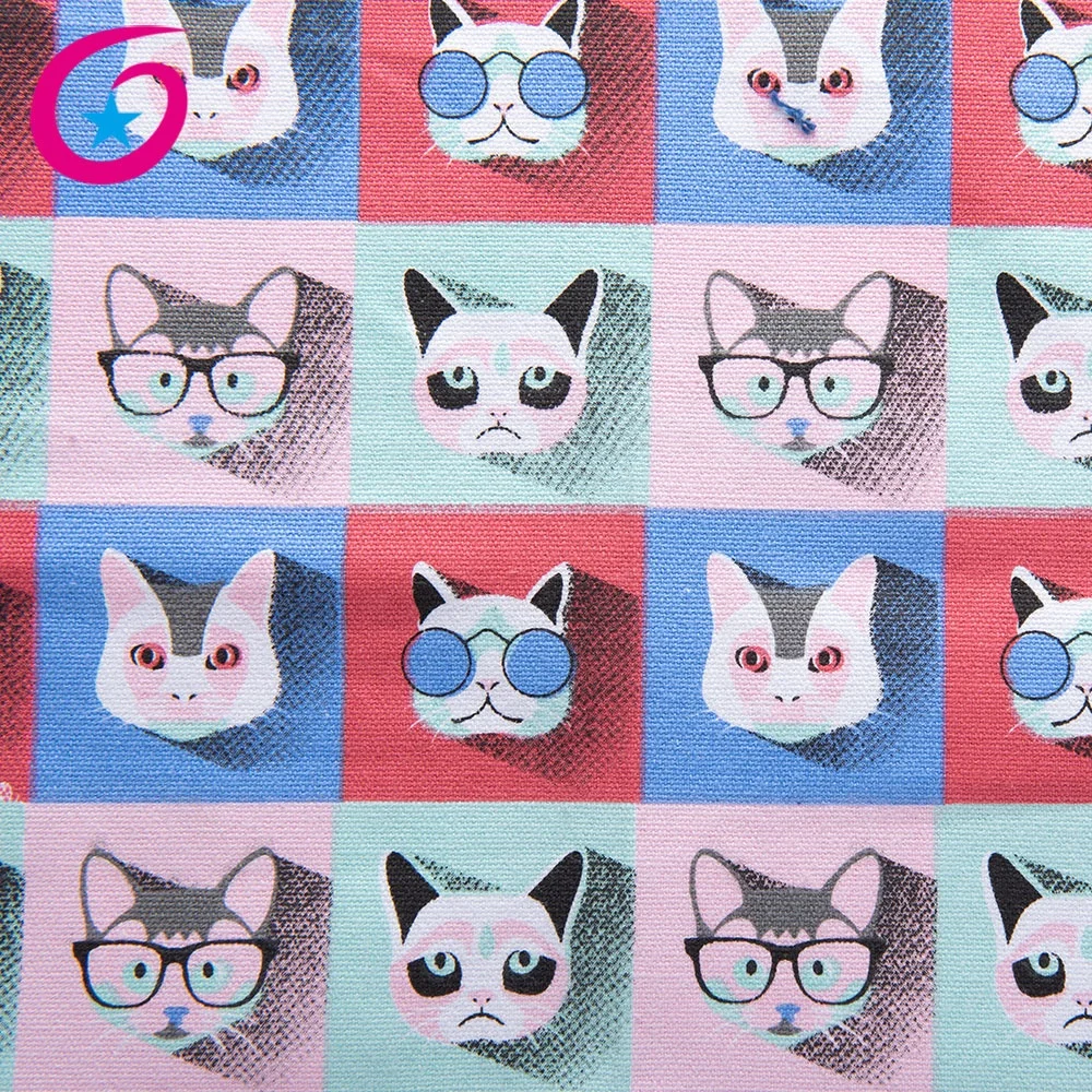 
100% cotton fabric cat print design animal fabric for bags 
