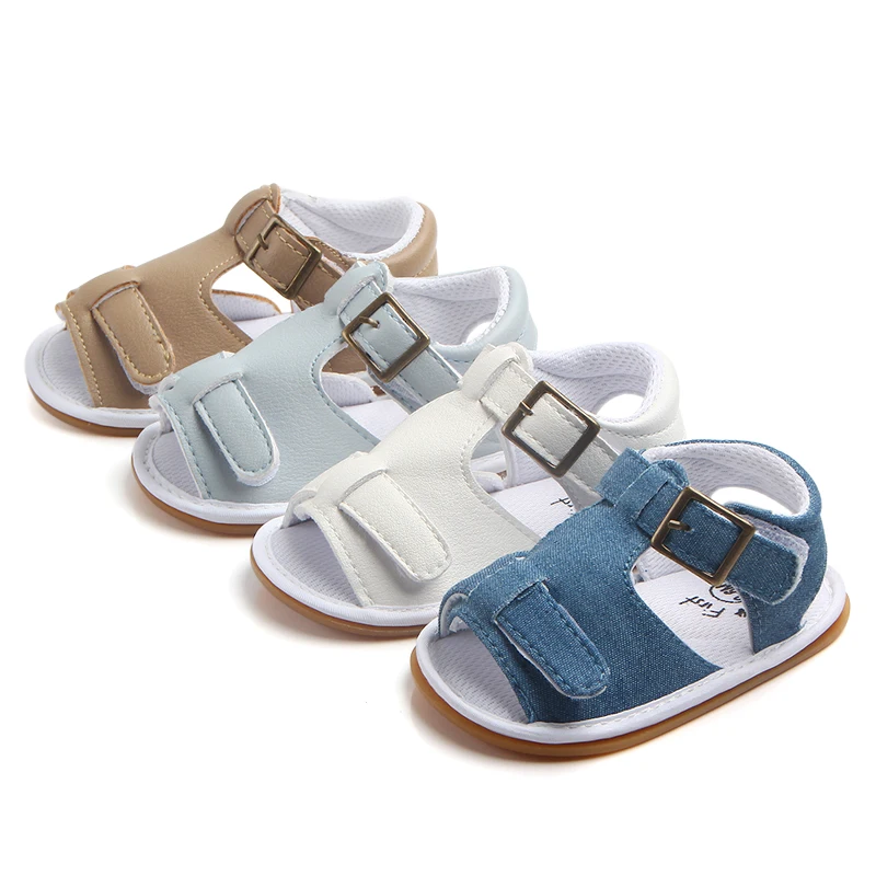 High quality hook&loop design leather babY boy sandals 2017