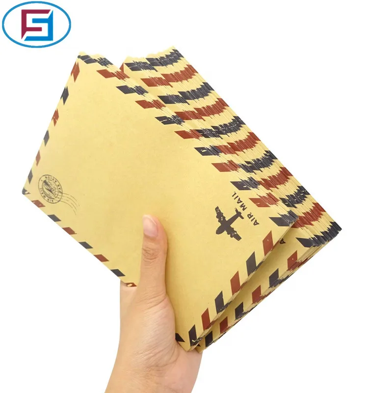 Винтажный конверт из крафт-бумаги с авиапочтой на заказ