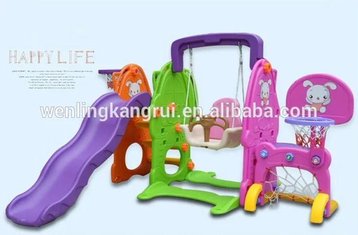 Детская пластмассовая горка и качели пластиковые корзины пластиковых игрушек для детей