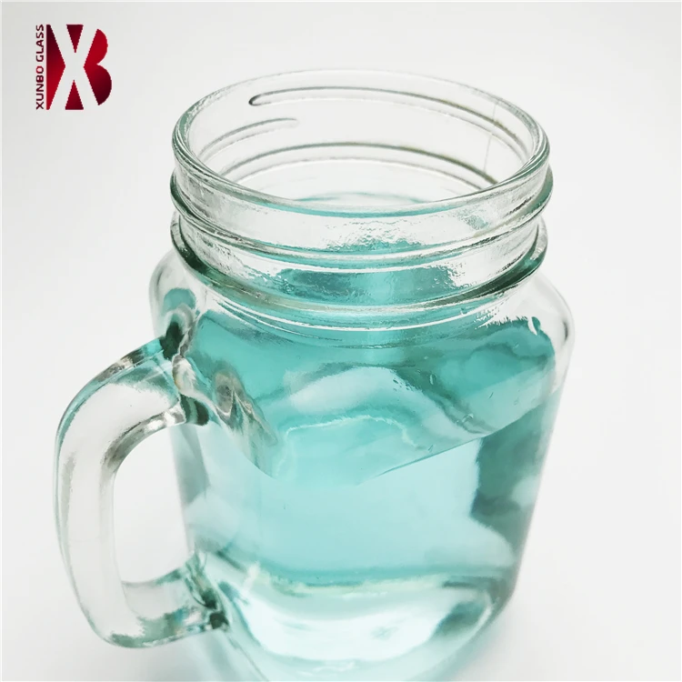 factory stock price 480 ml maison container glass mason jars with handle
