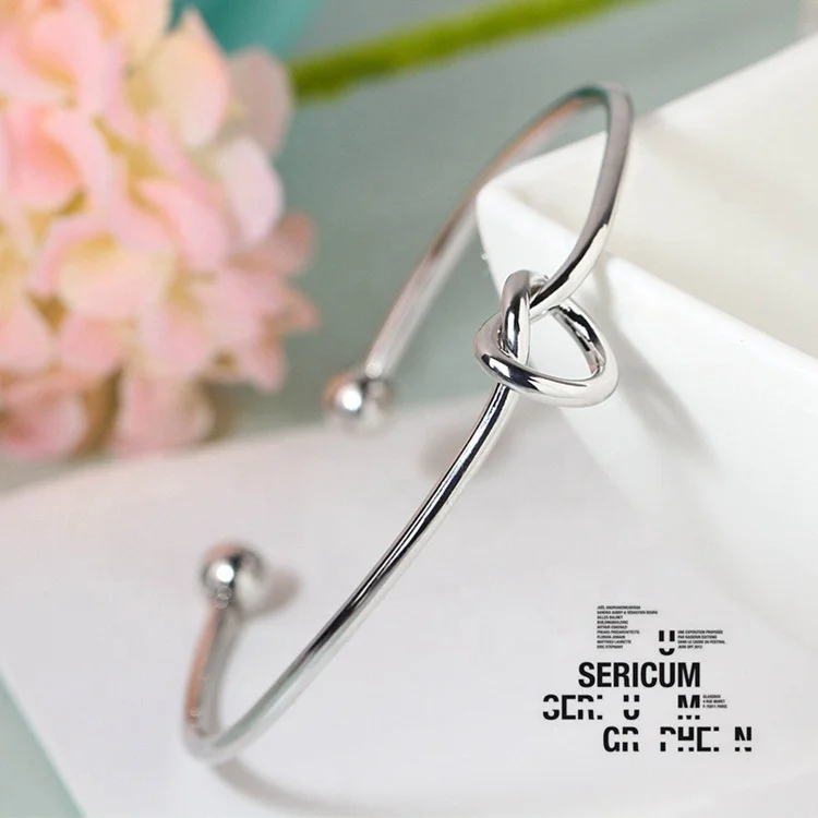 Fashion Cuff Bangles Jewelry Women Knot Bangle Silver 925