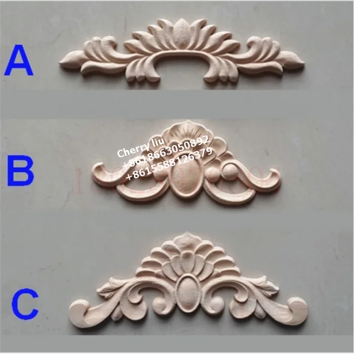 Decorative Carved Onlays Appliques Furniture Wood Component Parts