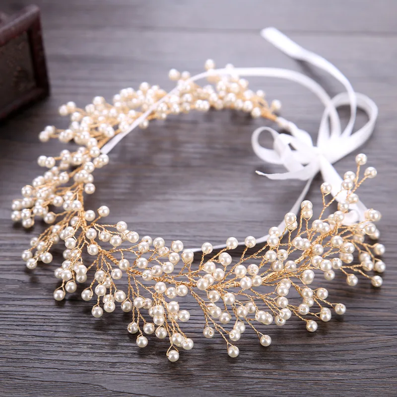 HSS6103 pear gold color hair accessories women bridal jewelry bridal hair headband