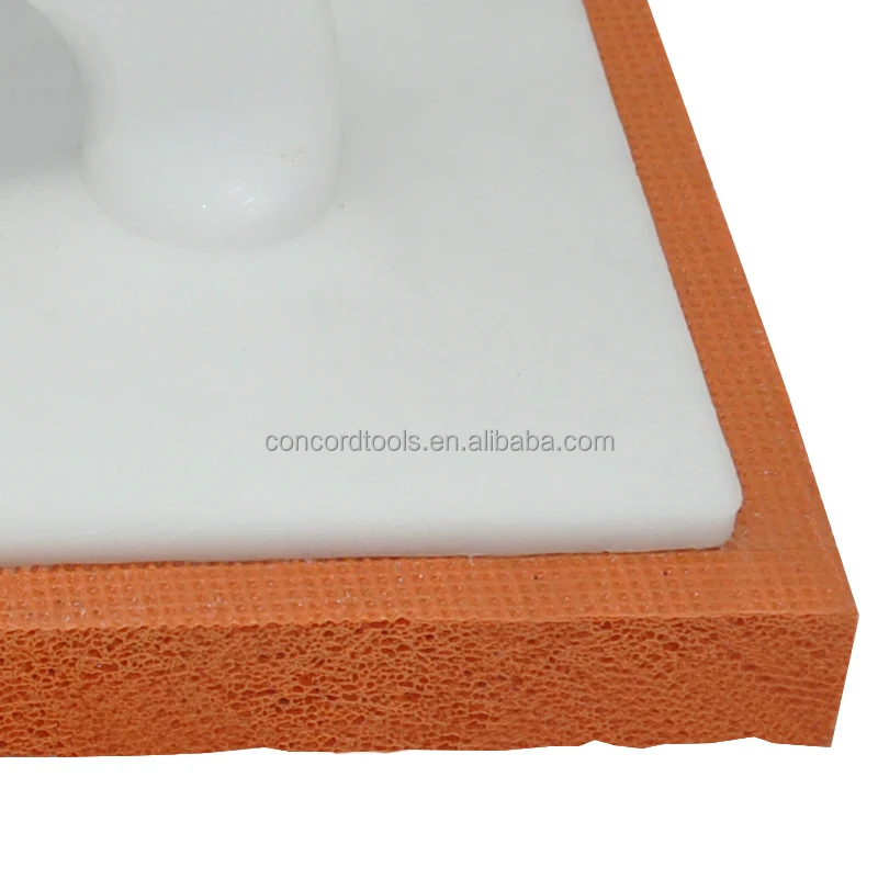 High density orange masonry float with plastic handle sponge plastering trowel