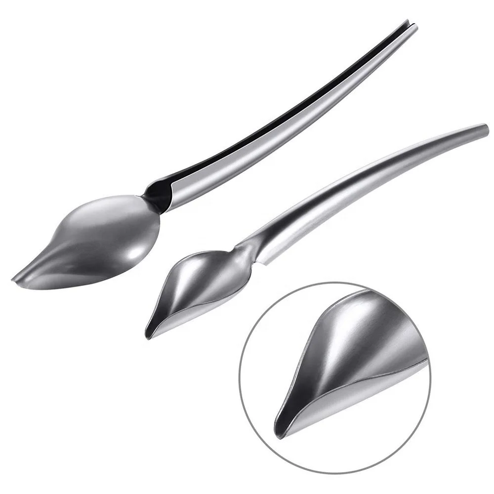 Promotion cutlery serving stainless steel professional culinary saucier 2 pieces drawing spoons for decorating spoon