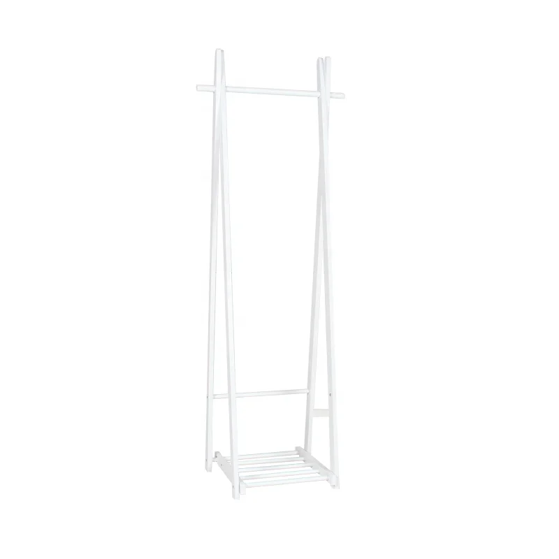 
2019 Popular Movable Solid Pine Wood Coat Rack With Hanger 