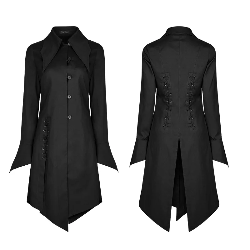 PY-251 Gothic dynasty U-shape cuff A-line waisted bat wing collar drawstring ladies shirt