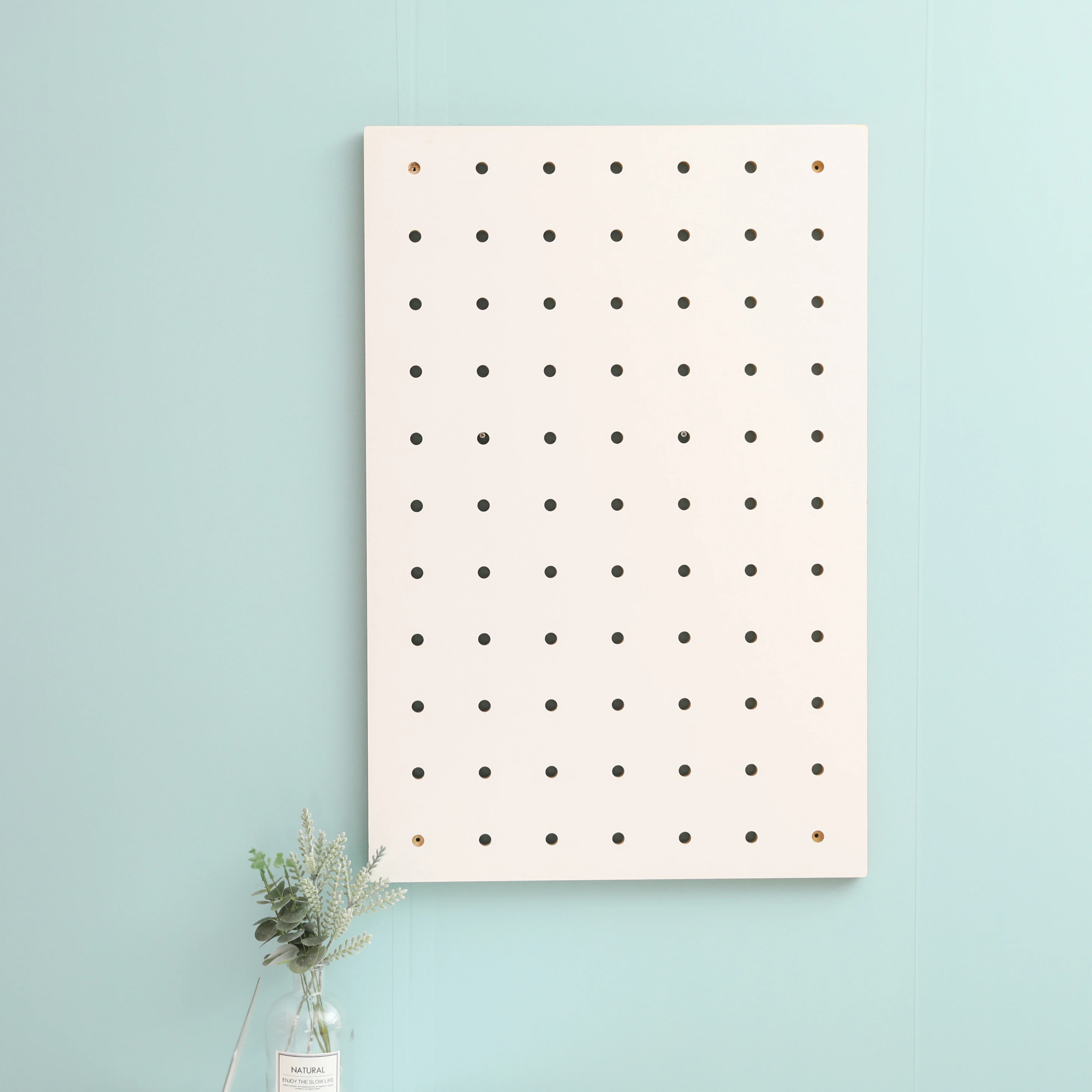 Wooden europe style tool shelf  white square plate display peg board