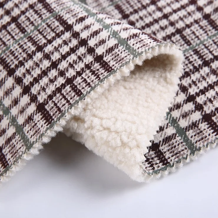 Excellent quality bonded sherpa fleece print interlock thick micro suede fabric