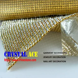 120cmX45 cm silver and gold bling crystal manta strass,iron-on and sew-on crystal rhinestone mesh fabric