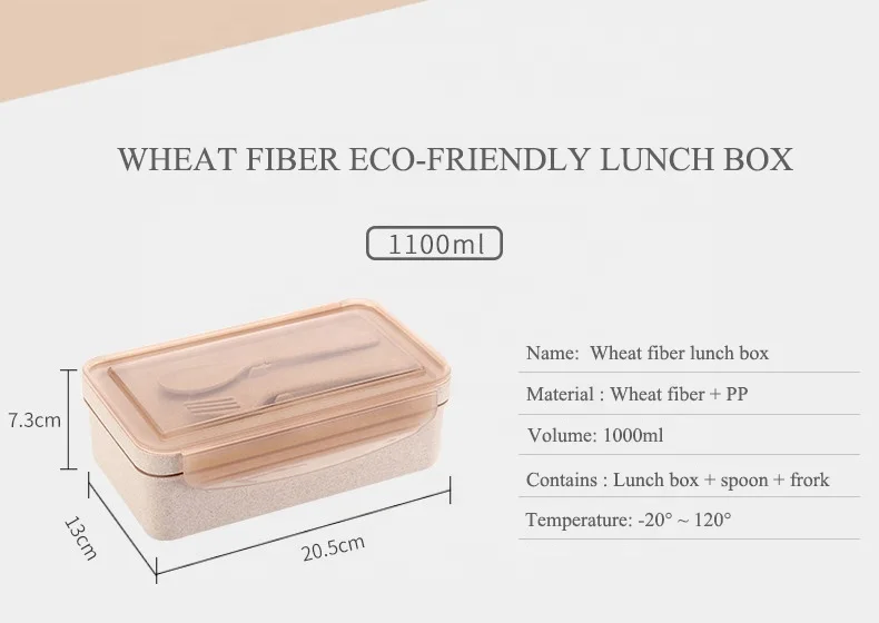 
Wheat Straw Lunch Box Plastic Microwavable Bento Lunch Box Container Thermal Storage Box 