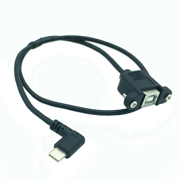 
Custom Made USB 2.0 B Screws Panel Mount Female Socket to Right Angle Type-c Male Extension Printer Panel Mount Cable 