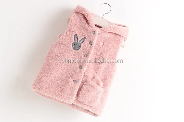Autumn and winter new rabbit ears hats lambs wool vest baby rabbit waistcoat children hooded vest