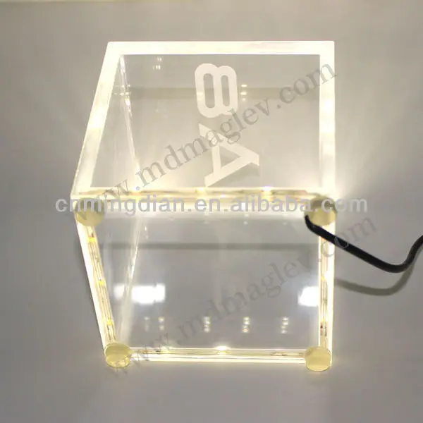 Acrylic logo cube box display with LED, new design plexi led  car sign display cube box