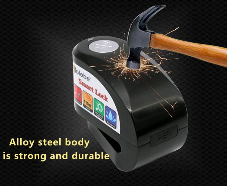 Oem/odm keyless smart lock with alarm anti-theft waterproof bicycle motorcycle disc brake lock