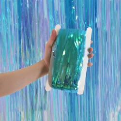 1*3M Foil Curtain For Party Decoration Background Layout Tassel Fringe Curtain Shining Colorful Metallic Fringe Curtain