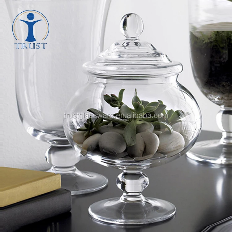 Оптовая продажа прозрачная большая канистра высотой 300 мл 500 1000 стеклянная банка для хранения еды и конфет с крышкой