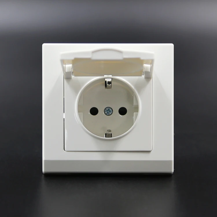ЕС стандартной розетке питания немецкий гнездо вилку с заземляющим контактом с крышкой AC 110 ~ 250 В 16A разъем питания