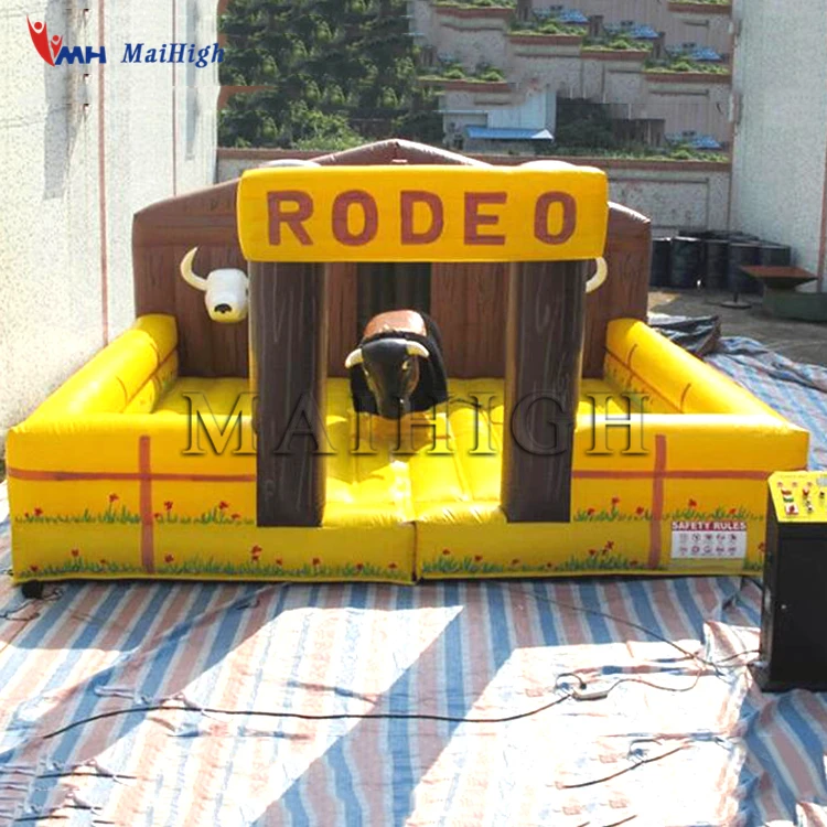 Amusement park inflatable mechanical bull ride game inflatable rodeo bull