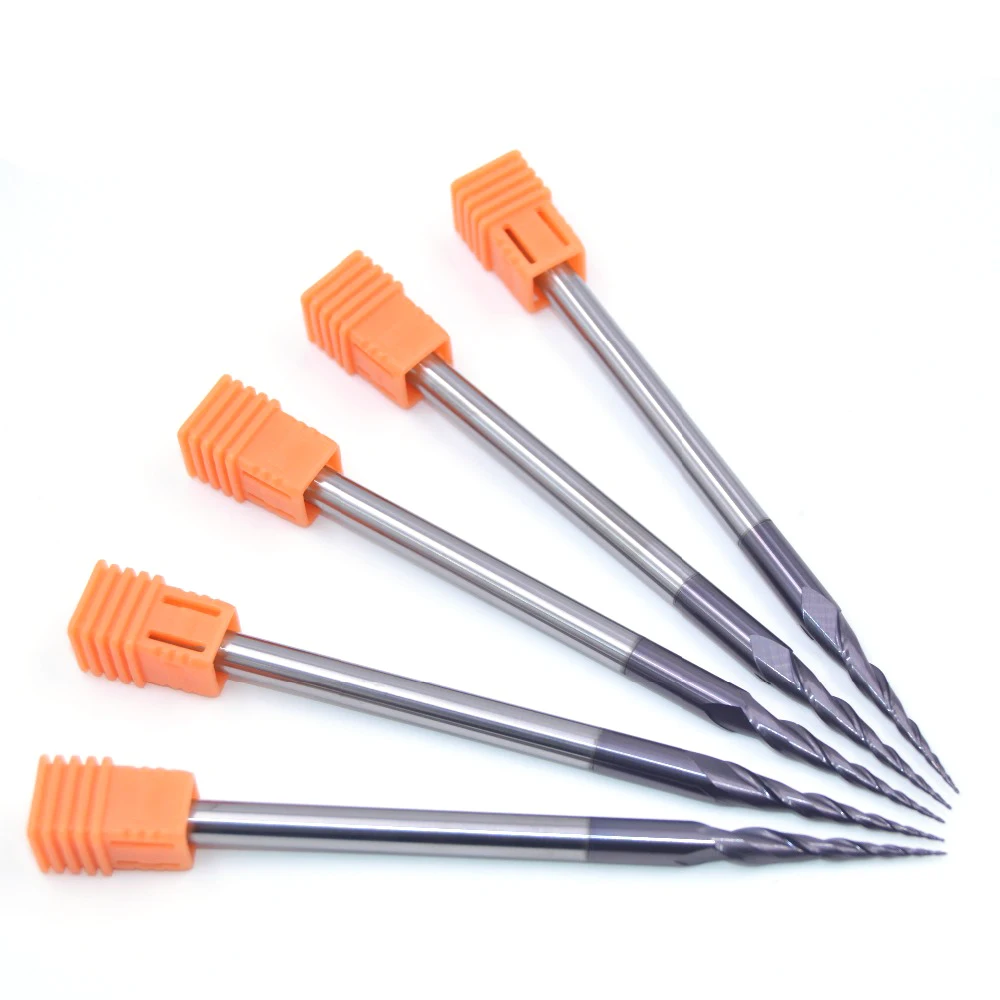 Концевая фреза JACA CNC, коническая флейта, Шариковая носовая фреза R0.1mm для дерева/воска