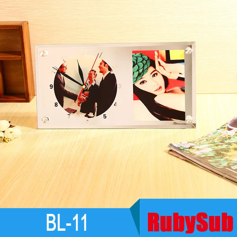 30X16X0,5 см напрямую с фабрики BL-11 Сублимации Стеклянная фоторамка с часами