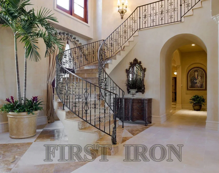 Inside galvanized steel staircase/interior metal stairs /indoor railing/iron balustrade