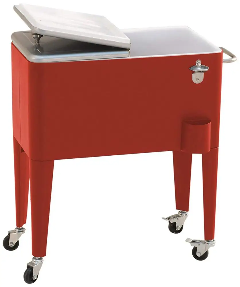 
60 Quart Picnic Cooler Ice Chest Cooler Cart Mini Ice Beer Freezer 