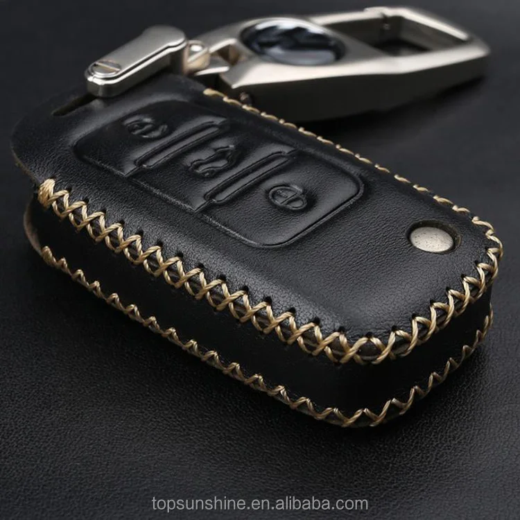 Genuine Leather car key cover for Volkswagen VW GOLF 4 5 6 Passat B5 B6 Tiguan Touran Polo Scirocco Jetta