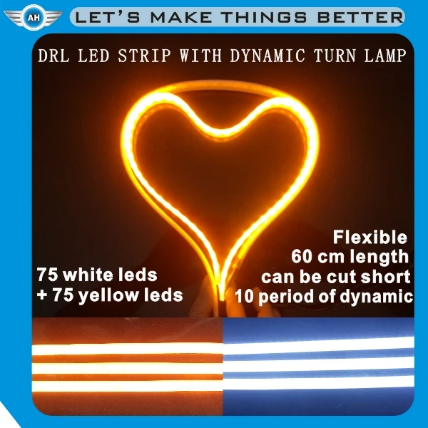 Eyelashes Red Blue White/Yellow LED Integrated Turn/DRL auto Lighting Strip  for 12v car led strip tape kits