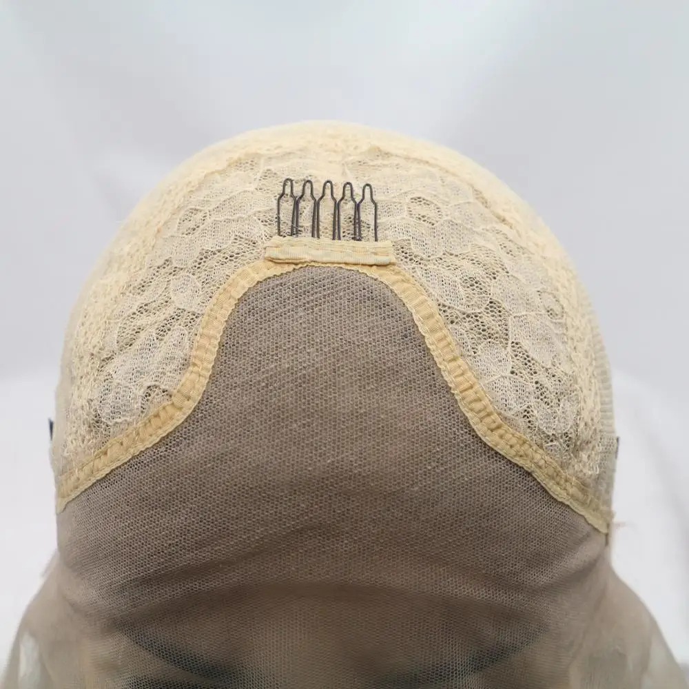 LINDAL Rose Gold Synthetic Lace Front Wig Long Wavy Natural Hairline Heat Resistant Fiber Hair Peach Pink Glueless Lace Wigs