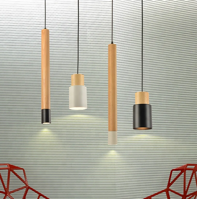 New creative modern wood staircase chandeliers lighting led linear aluminum material pendant light