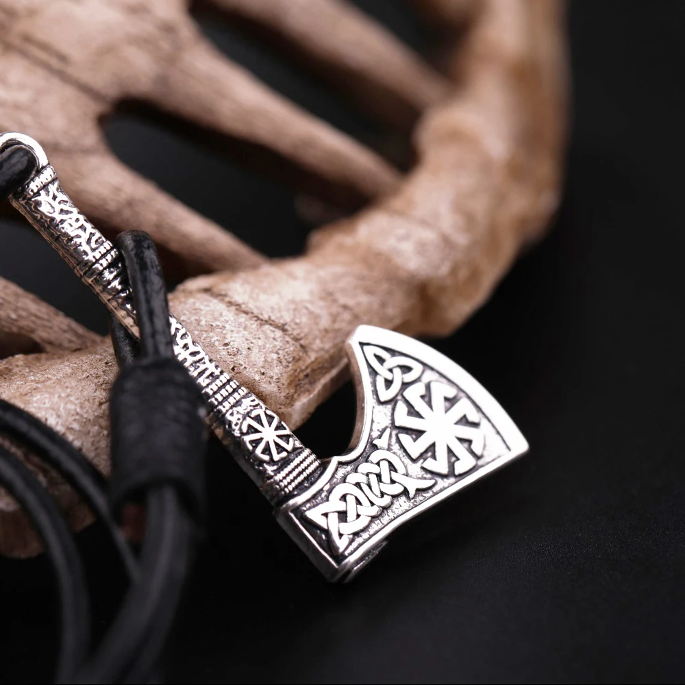 Slavic Talisman Kolovrat Sun Wheel Amulet Braided leather Axe Pendant Bracelets