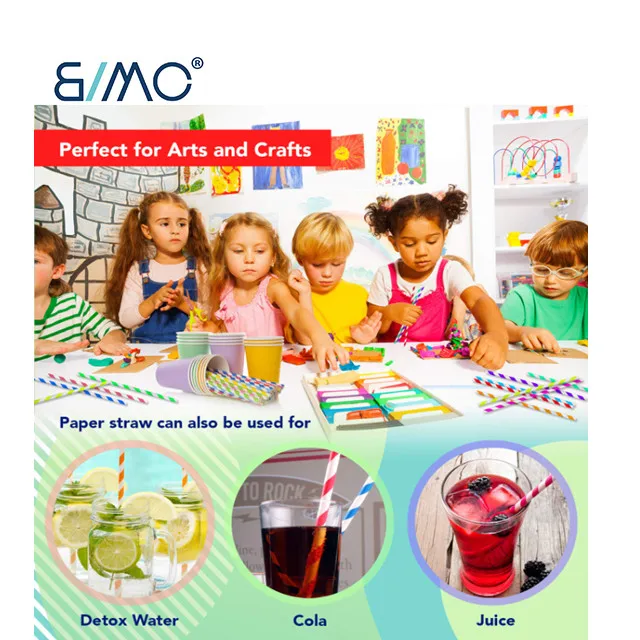 High quality disposable printed paper hemp drinking paper straws manufacturer