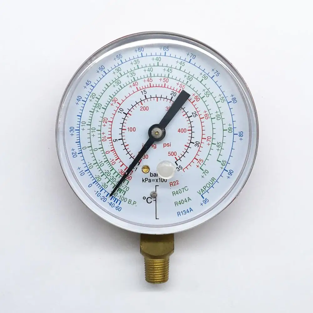 80mm Environmentally friendly copper refrigerant manometer 35bar/500psi r22 r134a r404a r407c pressure gauge manometer1/8 NPT