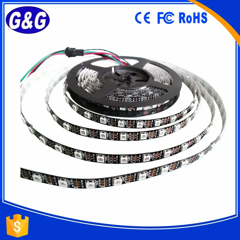SMD5050 60 LED 20 pixels or 10pixels  per meter addressable rgb led light strip 24v