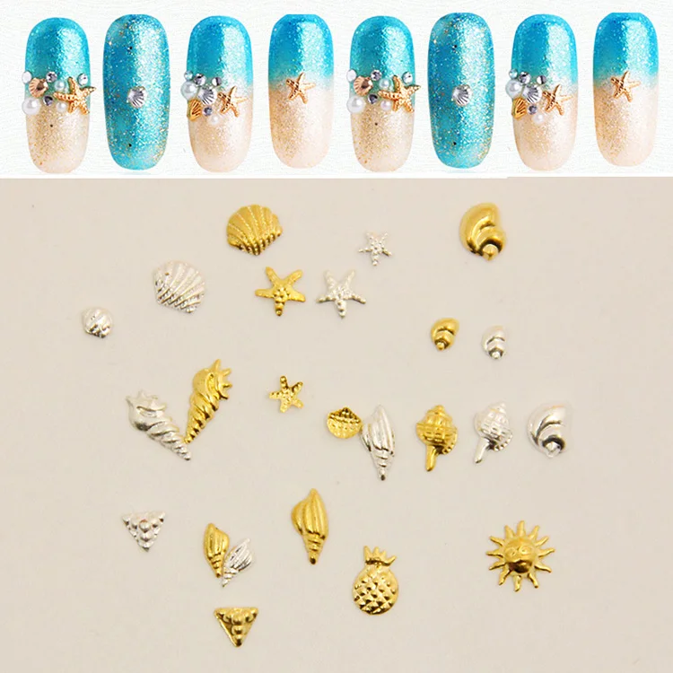3d alloy seashell nails art for nail salon and art deco nail art design