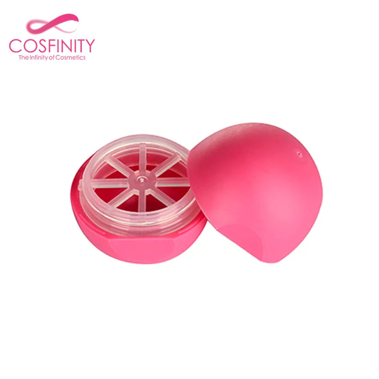 Factory direct plastic cute round waterproof cosmetic package pink empty lip balm ball container