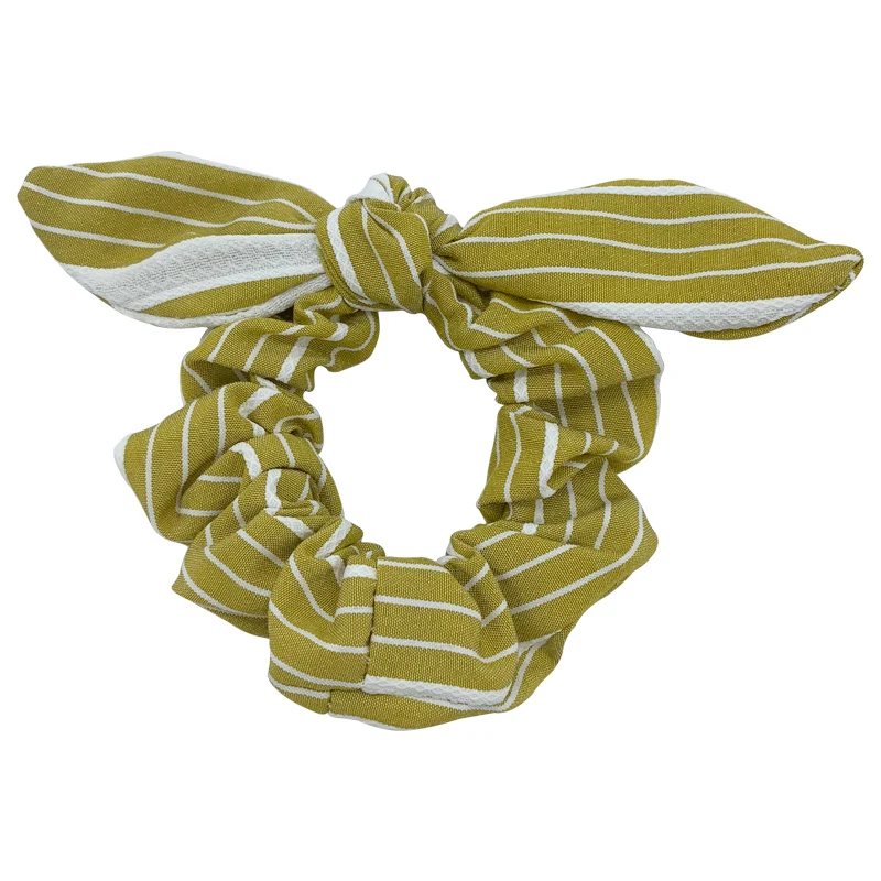 
Bunny Ear Bow knot Hair Scrunchies Stripe Fabric Hair Tie Fashion Hair Accessories For Girls 
